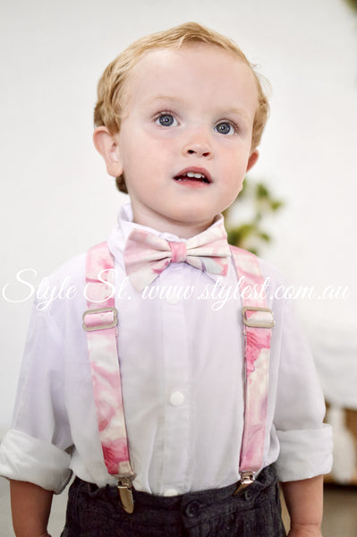 "Pink Perfections" Adjustable Suspenders & Bow Tie Set