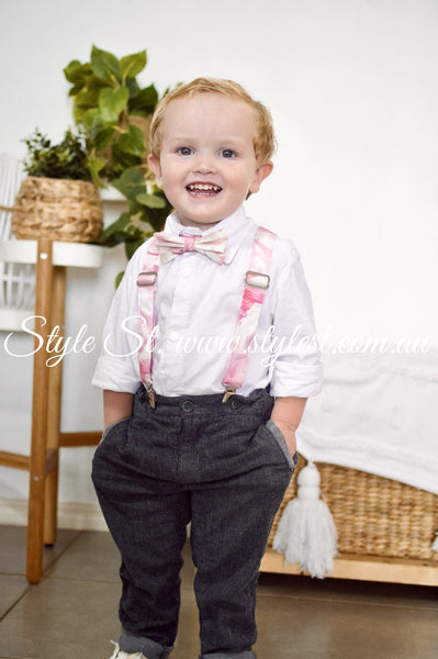 "Pink Perfections" Adjustable Suspenders & Bow Tie Set
